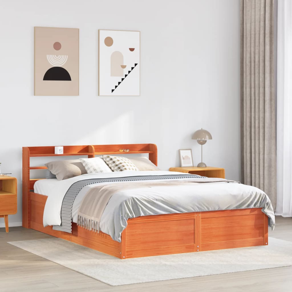 Bed Frame With Headboard Solid Wood Pine 1