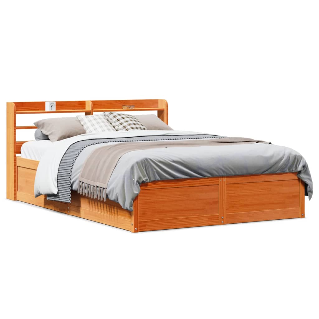 Bed Frame With Headboard Solid Wood Pine
