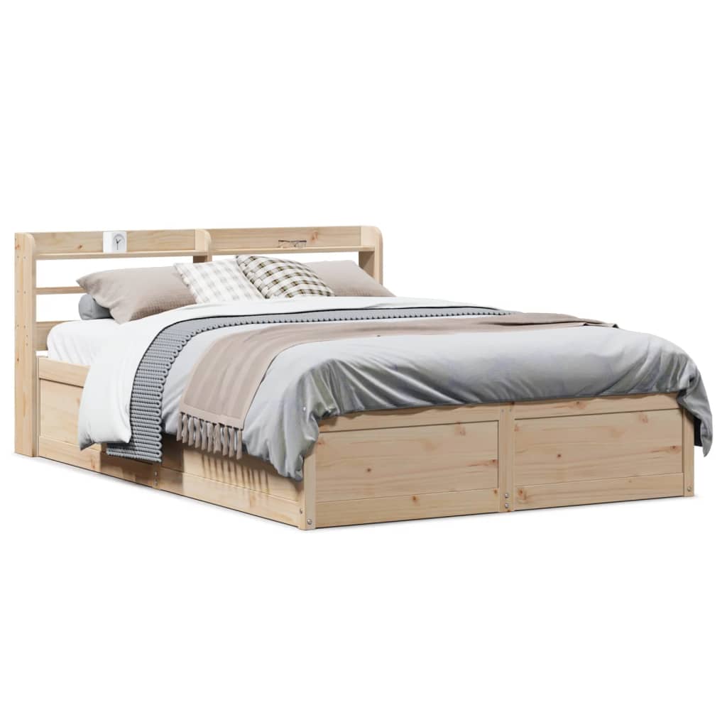 Bed Frame With Headboard Solid Wood Pine