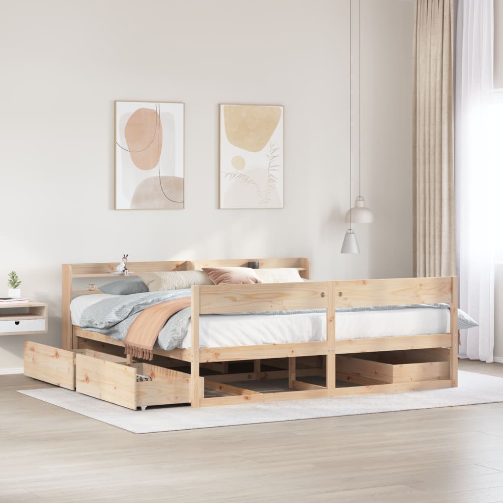 Bed Frame Without Mattress Solid Wood Pine