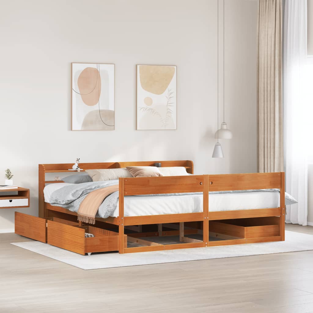 Bed Frame Without Mattress Solid Wood Pine