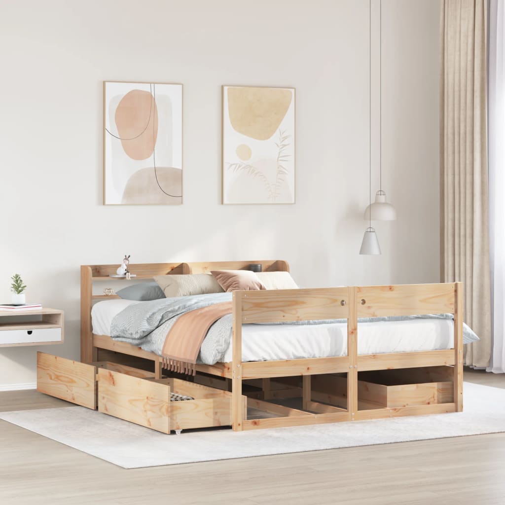 Bed Frame Without Mattress Solid Wood Pine