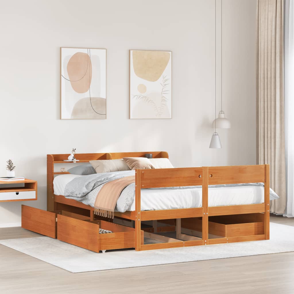Bed Frame Without Mattress Solid Wood Pine