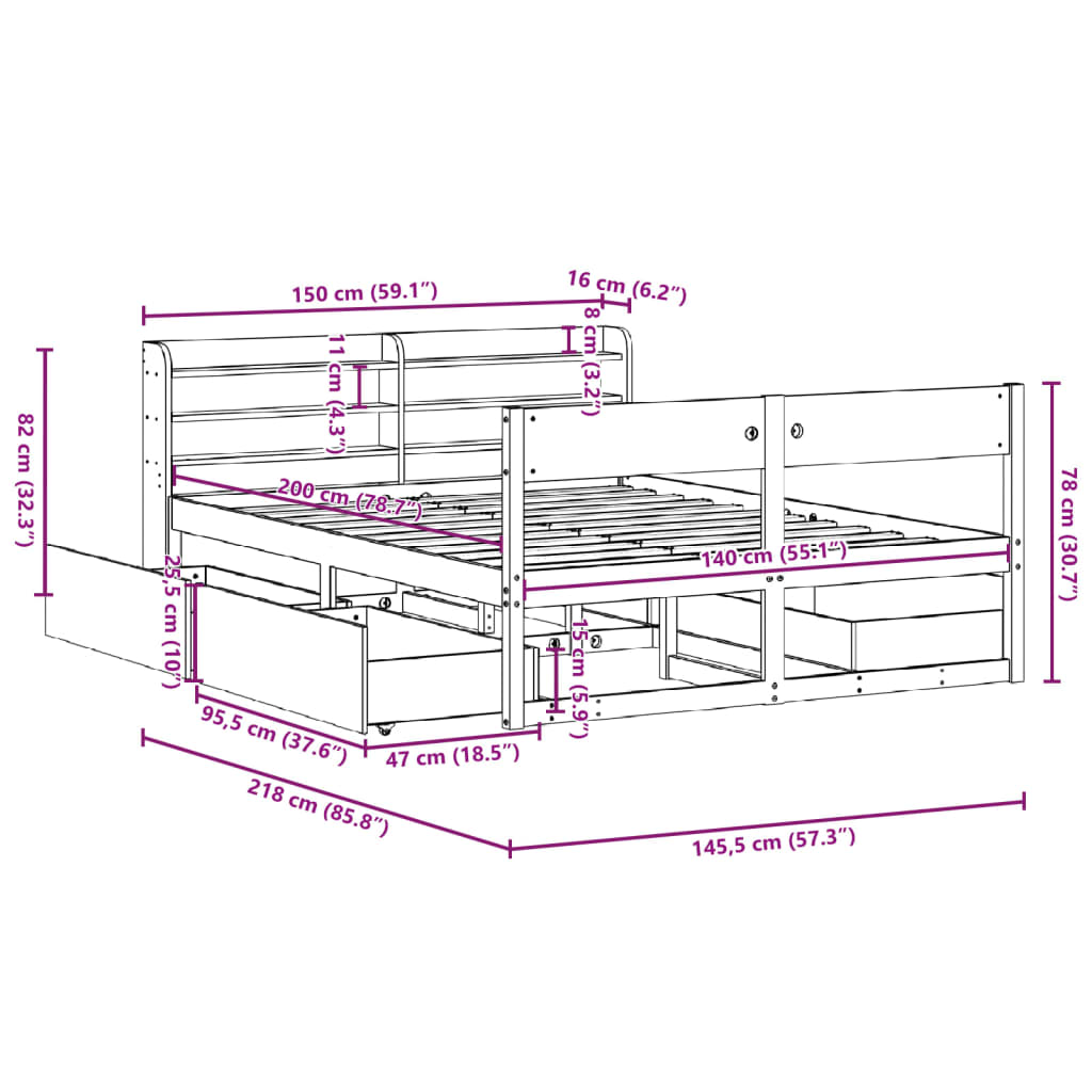 Bed Frame Without Mattress Solid Wood Pine