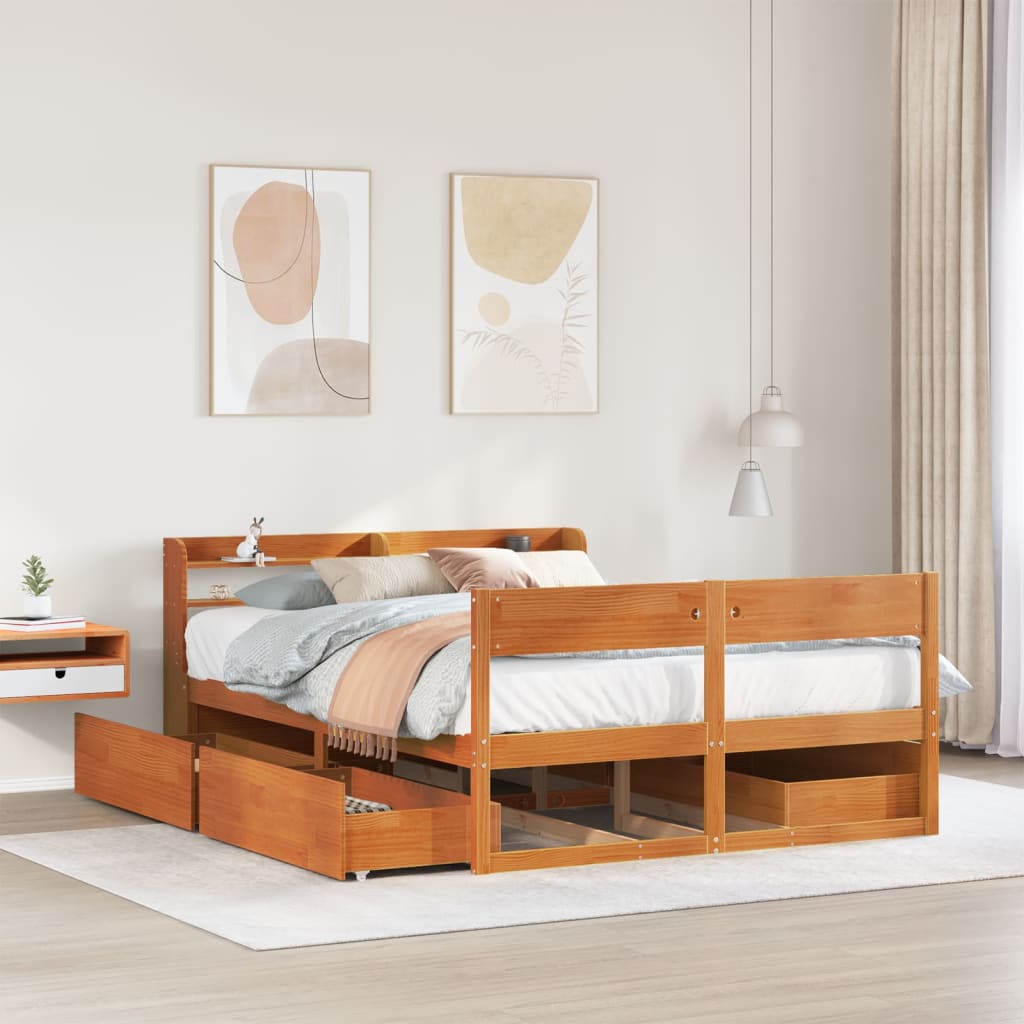 Bed Frame Without Mattress Solid Wood Pine