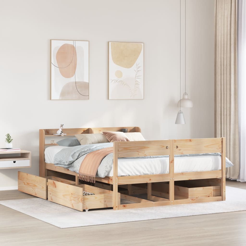 Bed Frame Without Mattress Solid Wood Pine