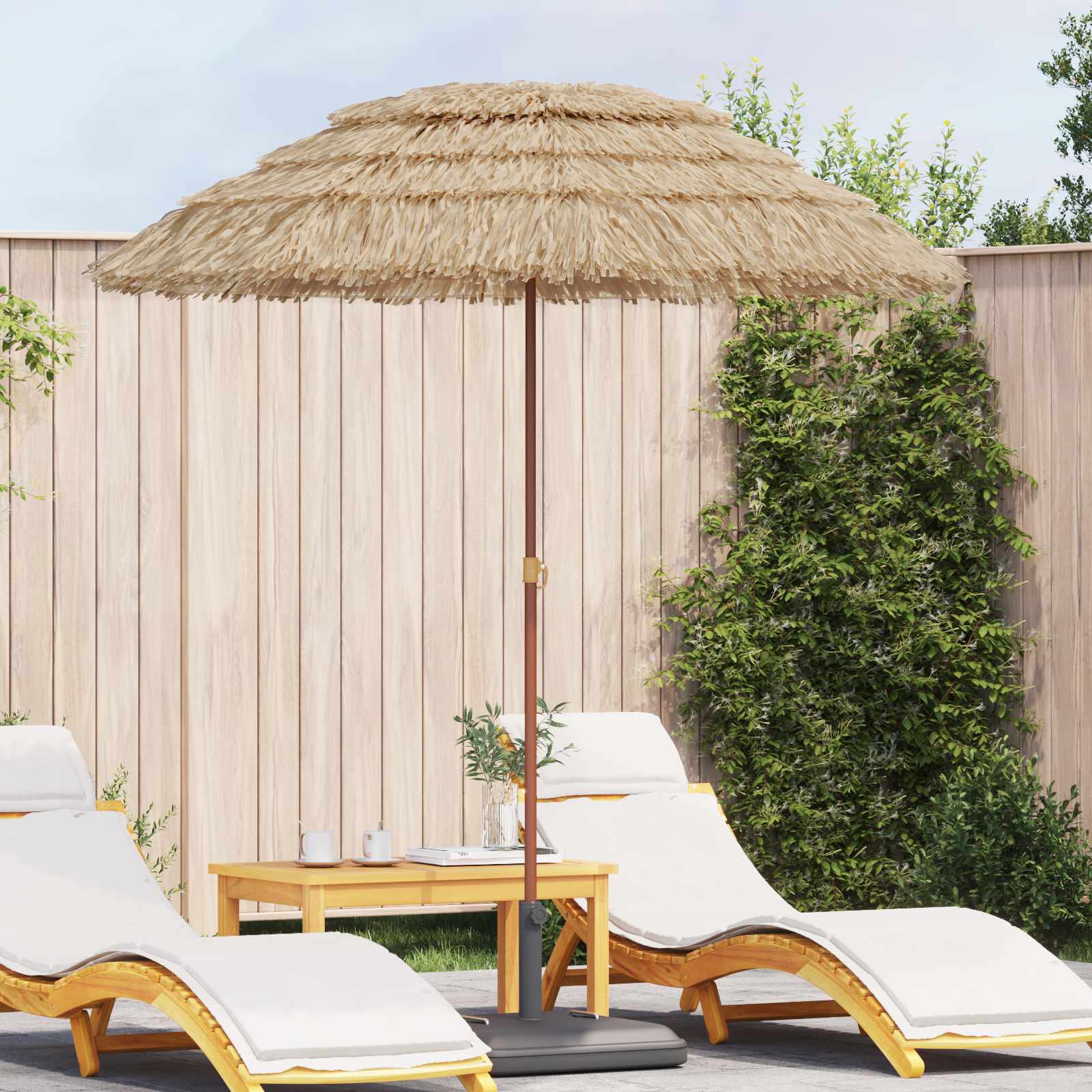 Beach Parasol Natural 255 X 255 X 255 Cm Polyester And Steel