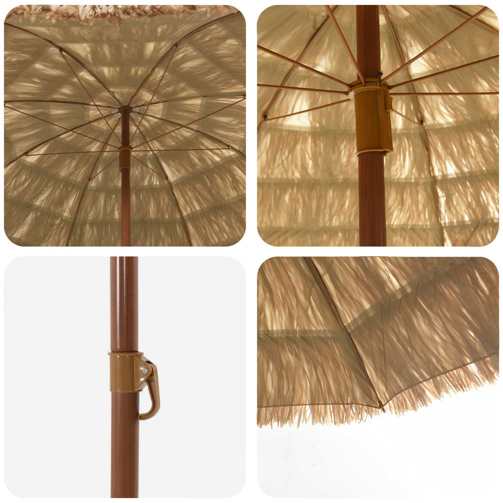 Beach Parasol Natural 255 X 255 X 255 Cm Polyester And Steel