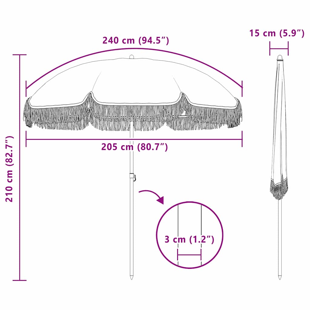 Beach Parasol 205 X 205 X 210 Cm