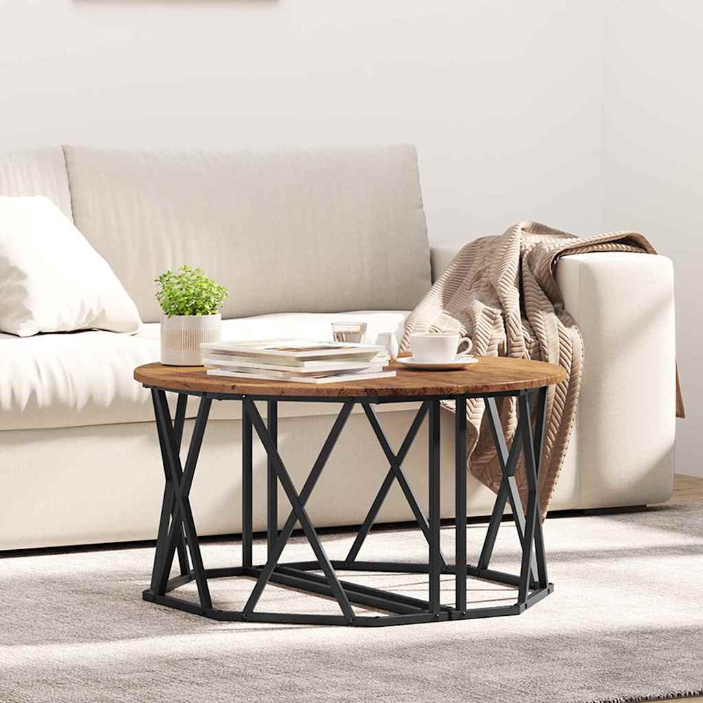 Coffee Table 80 X 80 X 42 Cm Engineered Wood And Steel