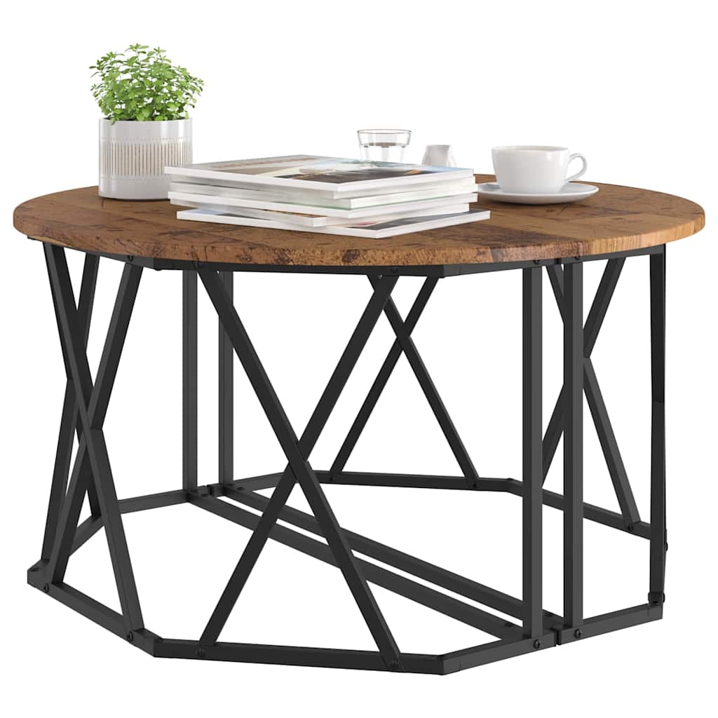 Coffee Table 80 X 80 X 42 Cm Engineered Wood And Steel