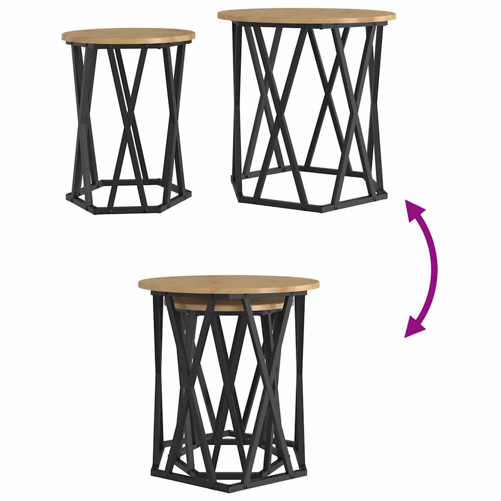 Coffee Table 2 Pcs Engineered Wood And Steel