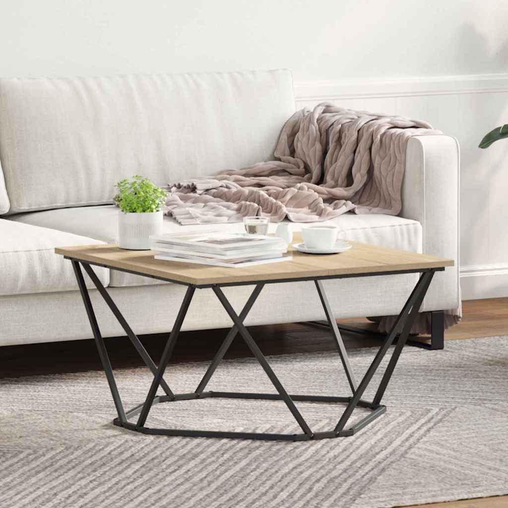 Coffee Table Large Square Living Room Furniture Centre 80X80Cm Smoked Oak 80 Cm