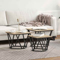 Coffee Table 3 Pcs Engineered Wood And Steel