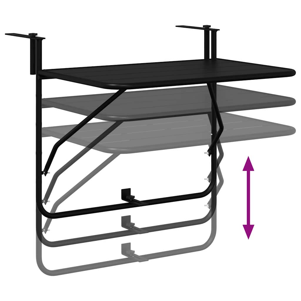 Outdoor Table Hanging Balcony Folding 60 X 39 65 Cm Steel 60 X 39 X 65 Cm