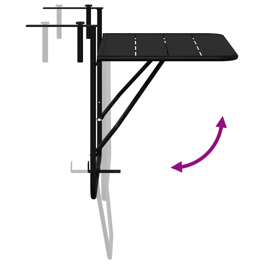Outdoor Table Hanging Balcony Folding 60 X 39 65 Cm Steel 60 X 39 X 65 Cm