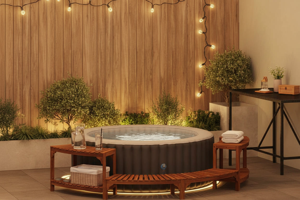 Hot Tub Surround Half-Round Brown