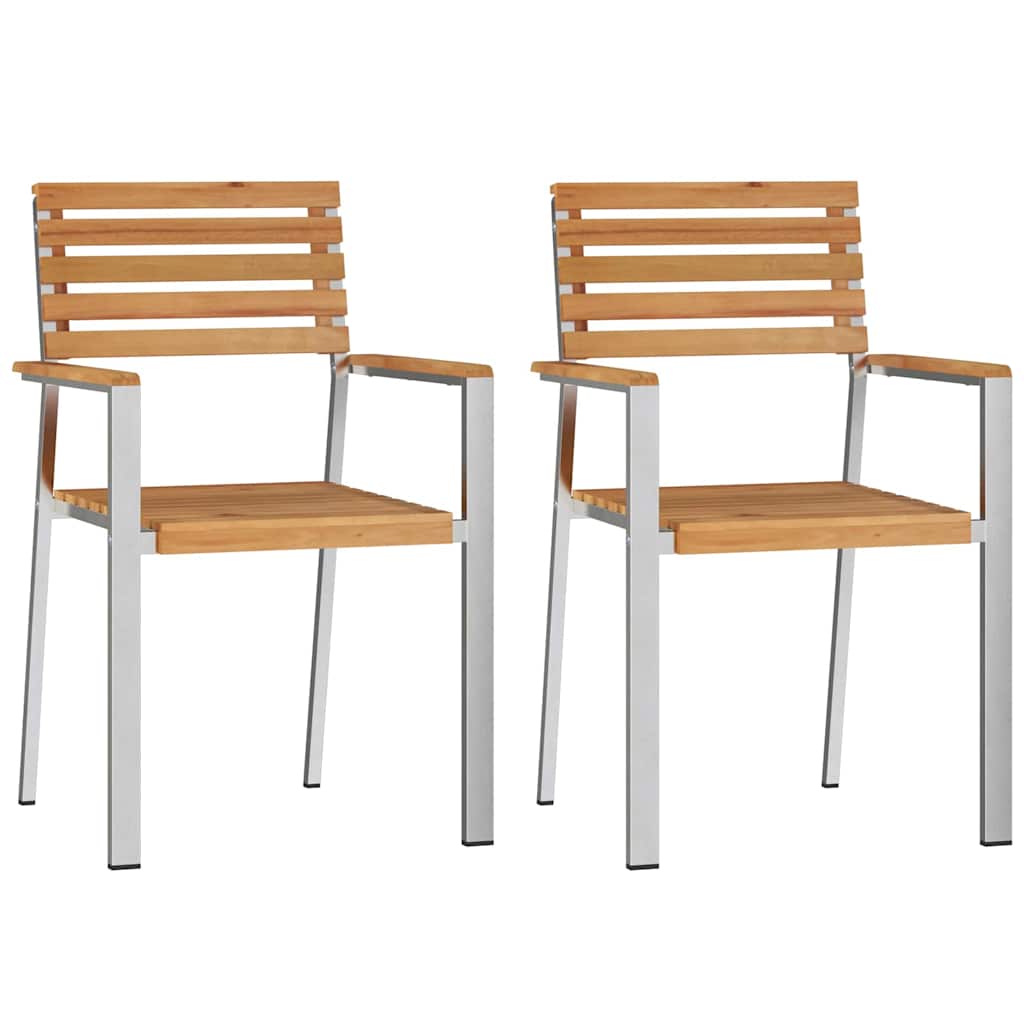 Garden Chair 2 Pcs Oil Natural Solid