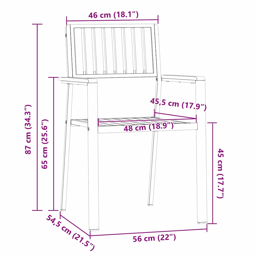 Garden Chair 2 Pcs Brown 56 X 54.5 X 87 Cm