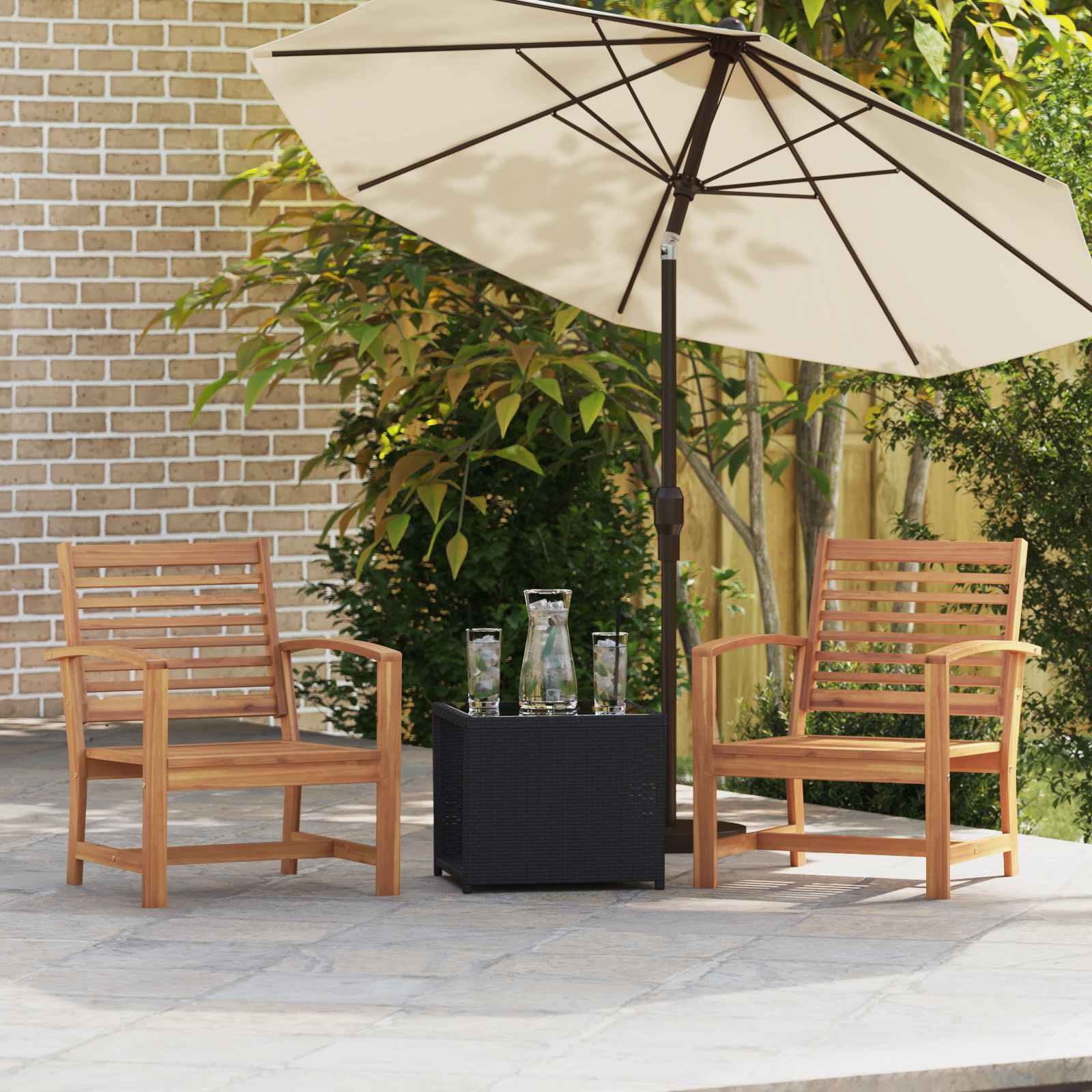 Chair 2 Piece Brown 65 X 60 X 76.5 Cm Solid Teak Wood