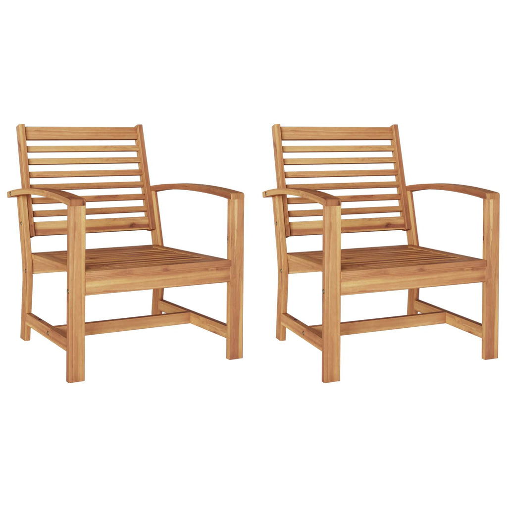 Chair 2 Piece Brown 65 X 60 X 76.5 Cm Solid Teak Wood