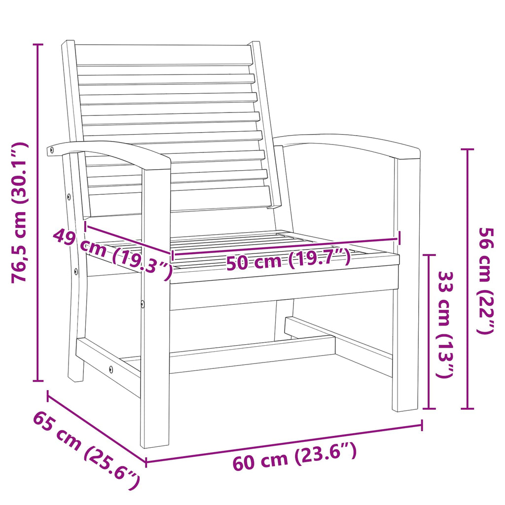 Chair 2 Piece Brown 65 X 60 X 76.5 Cm Solid Teak Wood