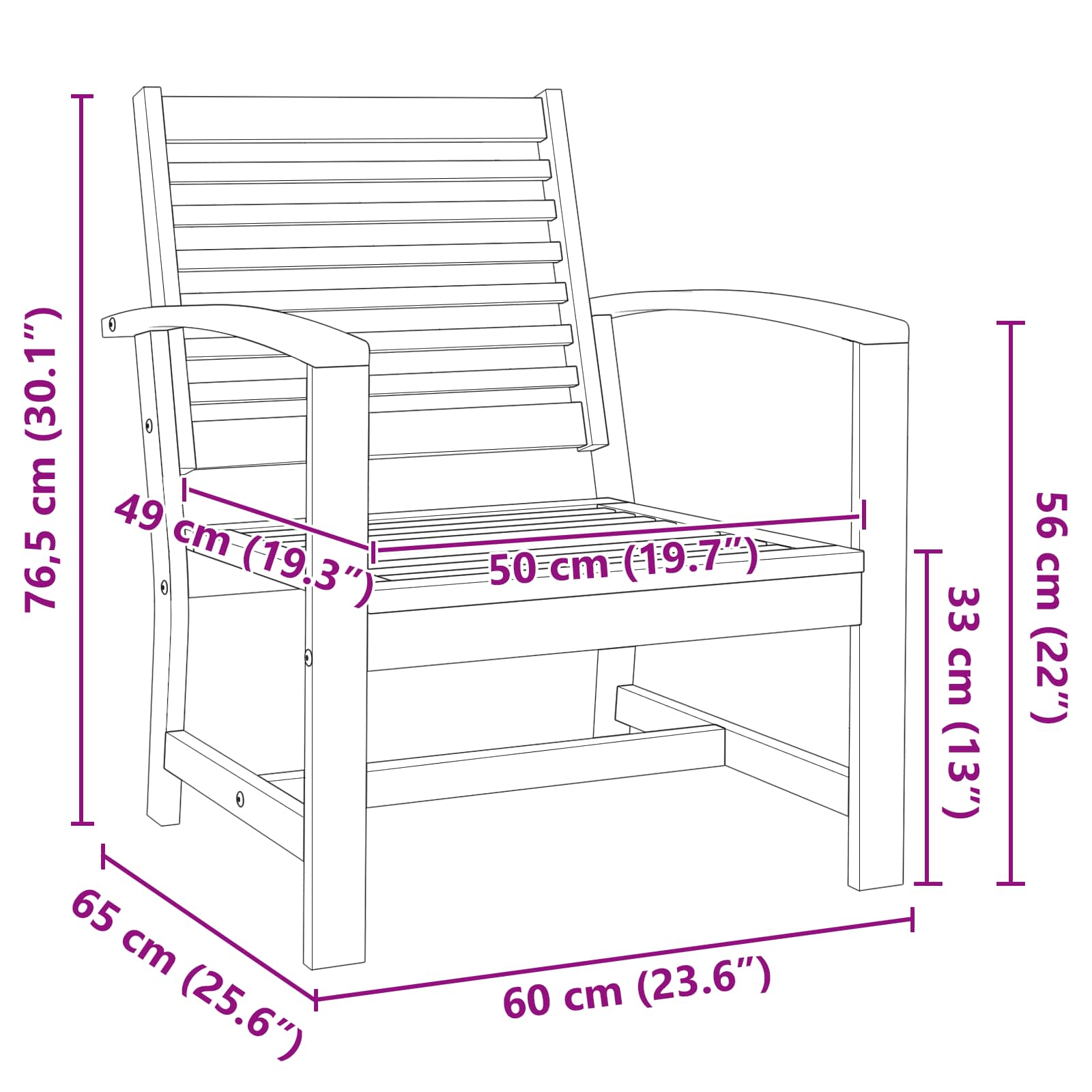 Chair 2 Piece Brown 65 X 60 X 76.5 Cm Solid Teak Wood