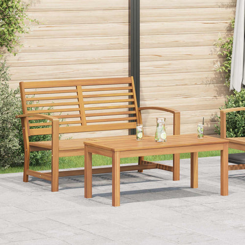 Garden Bench And Table Set 2 Piece Brown Solid Teak Wood
