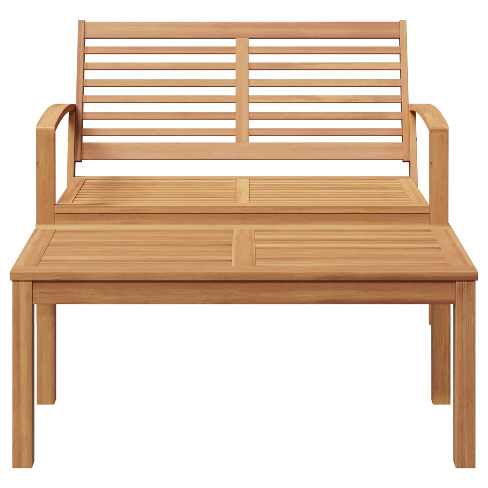 Garden Bench And Table Set 2 Piece Brown Solid Teak Wood