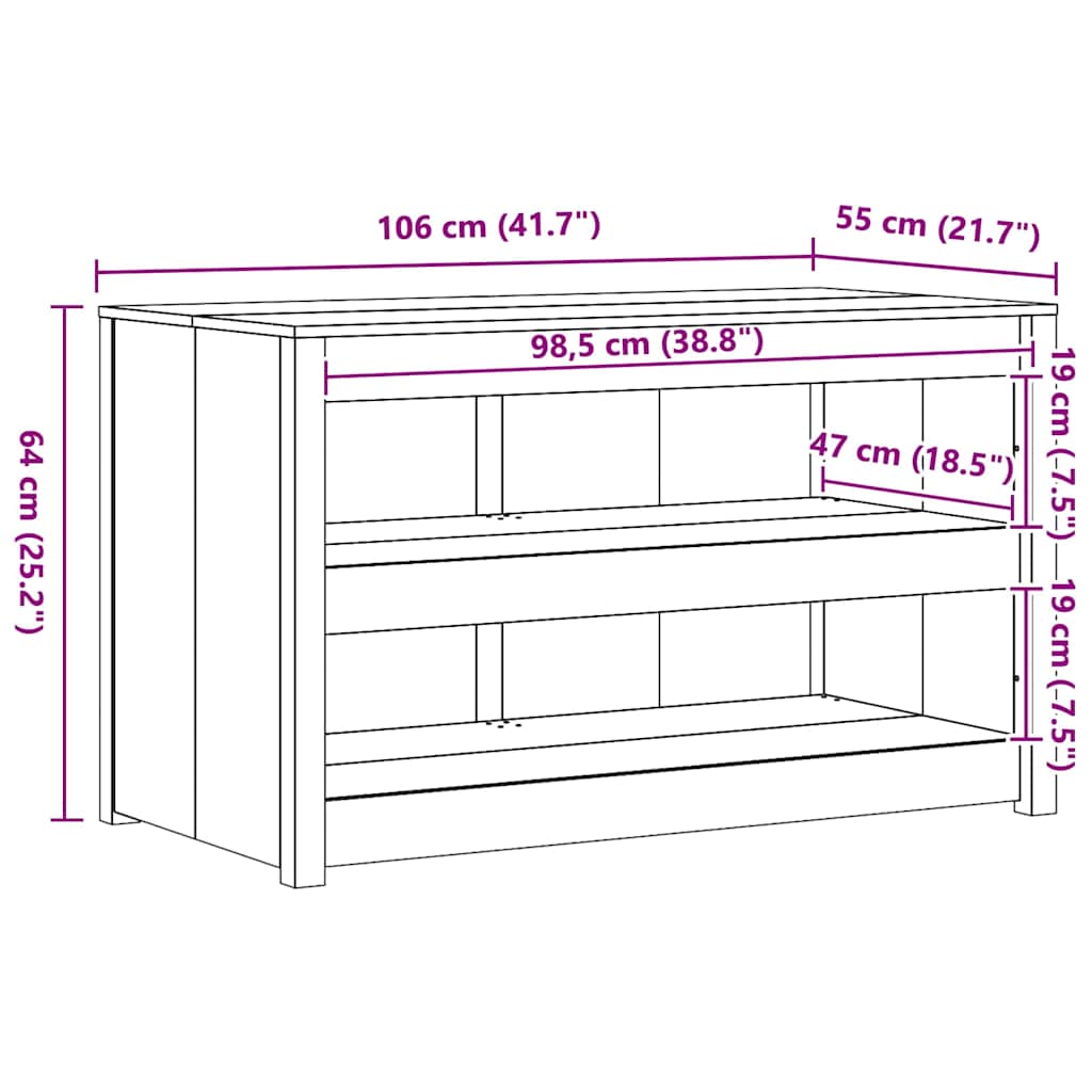 Kitchen Cabinet Meppel White 106 X 55 X 64 Cm Solid Pine Wood