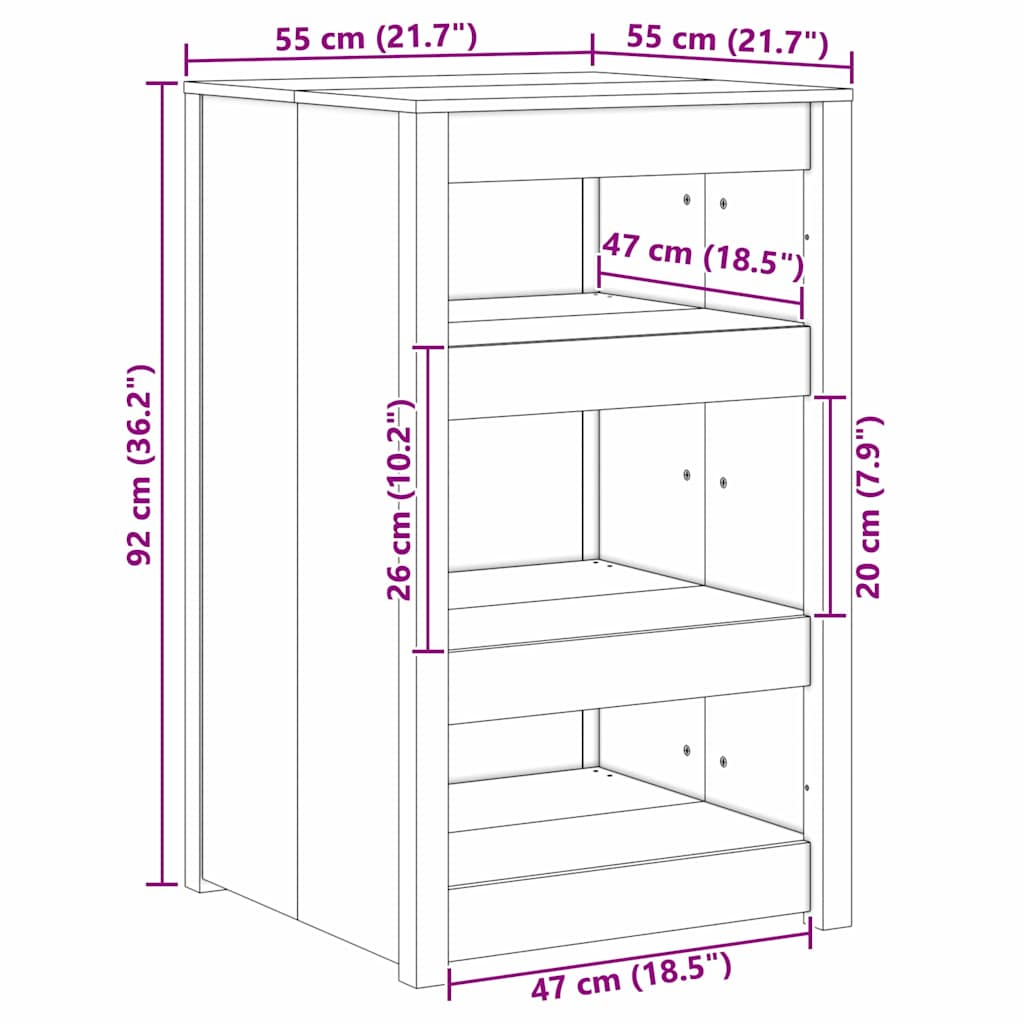 Kitchen Cabinet With Shelf Meppel Brown Oak 55 X 55 X 92 Cm