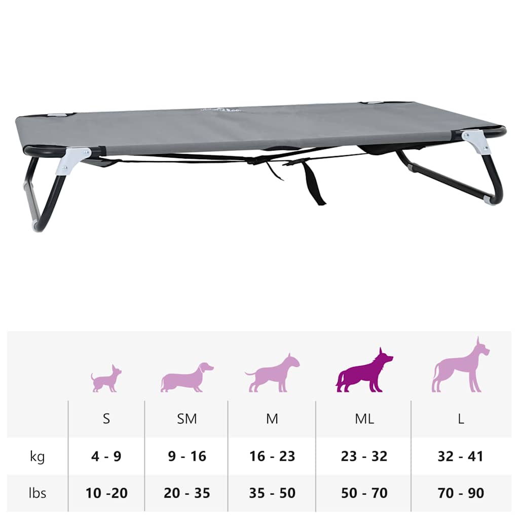Dog Bed Folding Manual Light Grey Steel