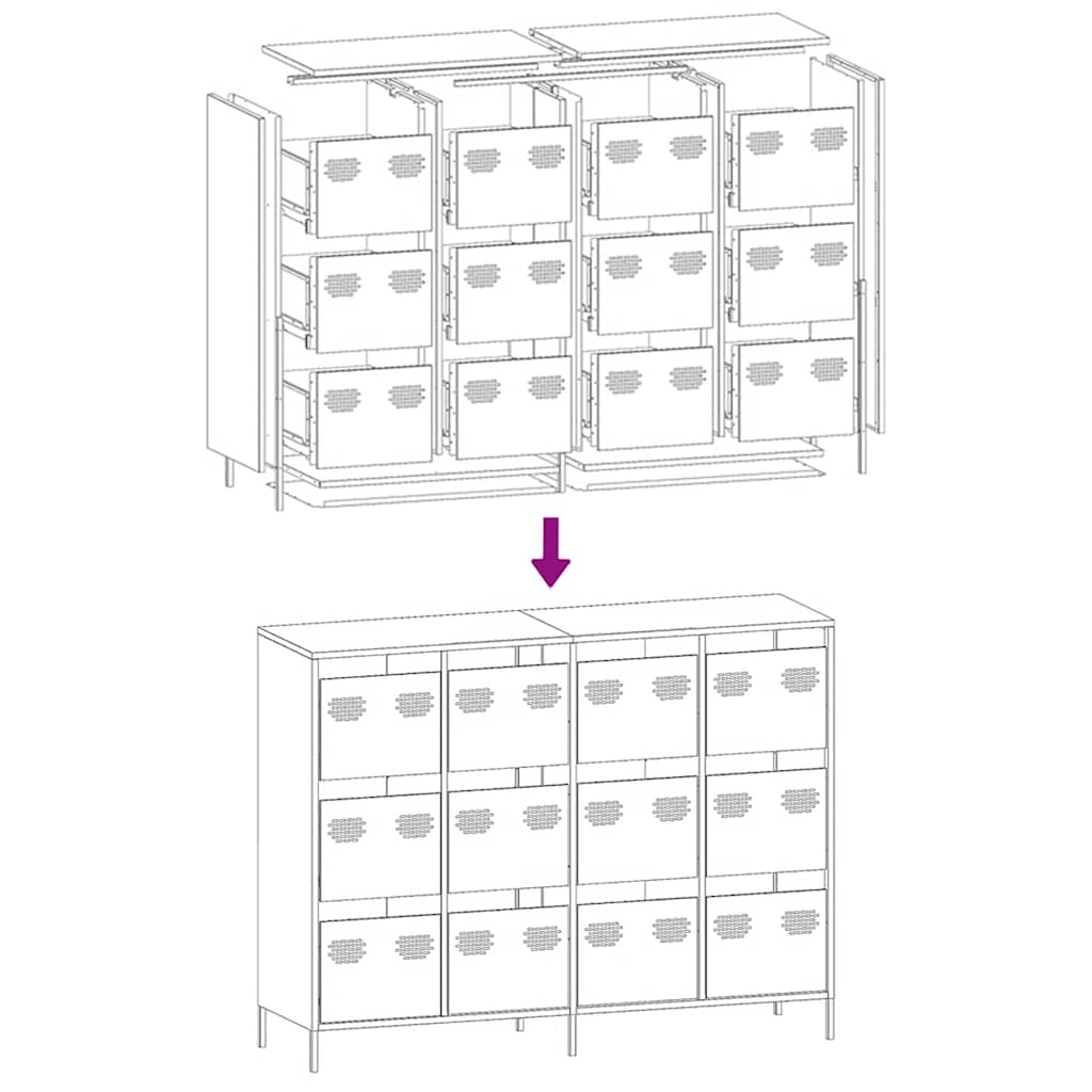 Sideboard 135X39X103.5 Cm Cold-Rolled Steel