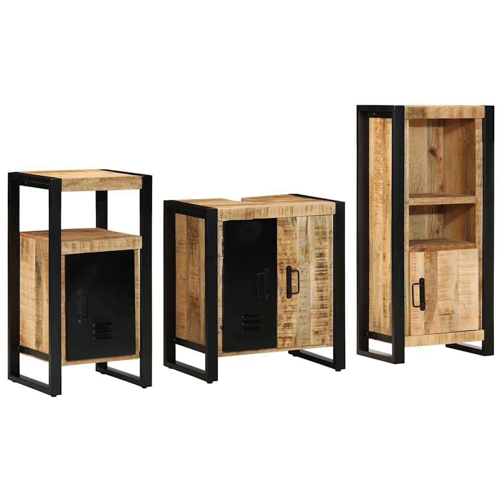 Bathroom Furniture Set With Drawer 3 Pcs Solid Reclaim Wood