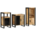 Bathroom Furniture Set Drawer 3 Pcs Solid Reclaim Wood Multicolour and black Sol