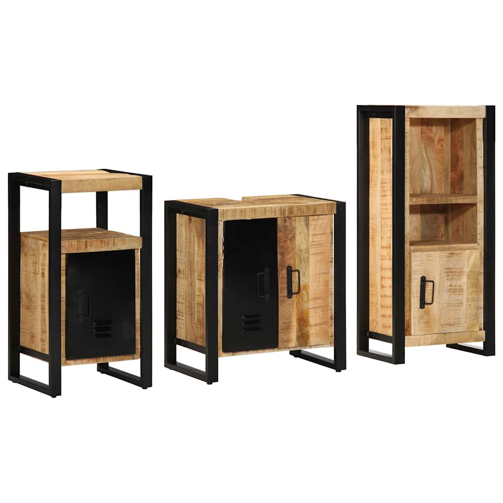 Bathroom Furniture Set Drawer 3 Pcs Solid Reclaim Wood Wall Mounted