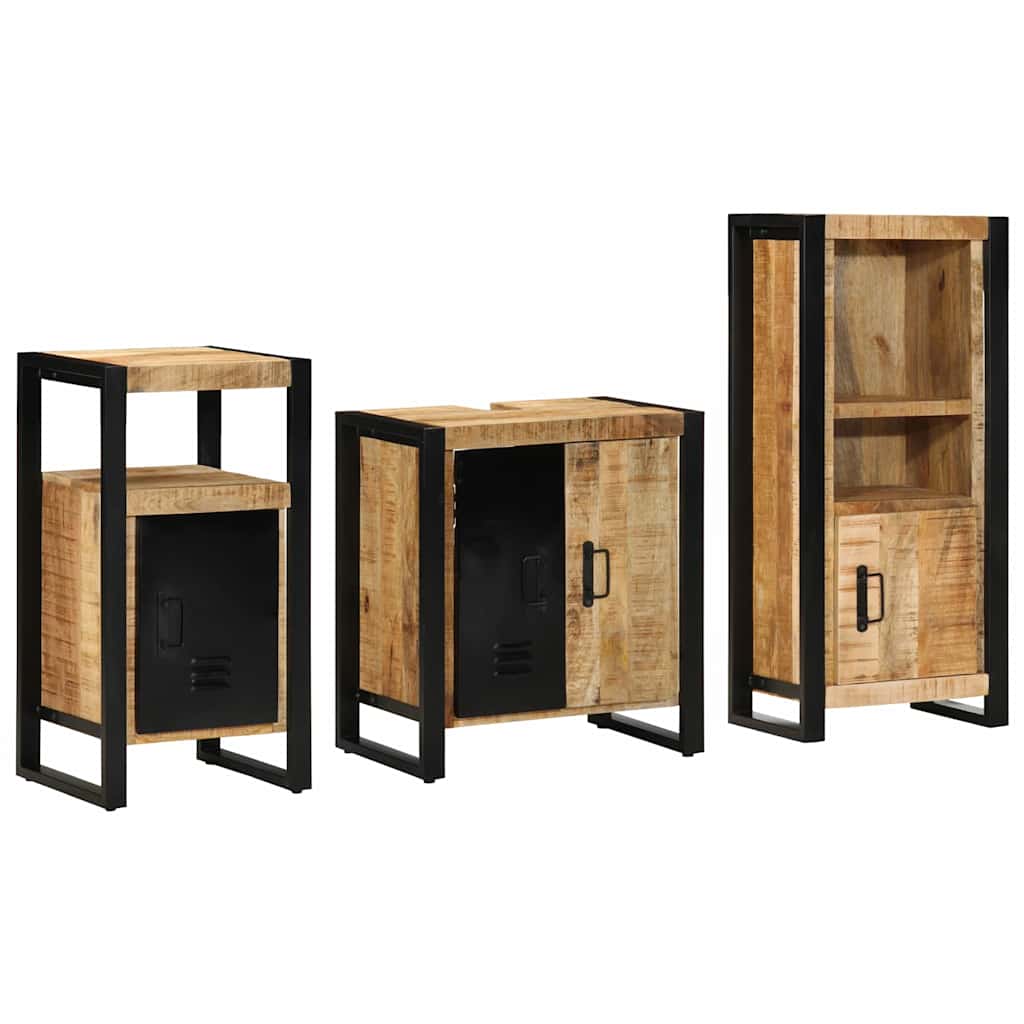 Bathroom Furniture Set Drawer 3 Pcs Solid Reclaim Wood Wall Mounted