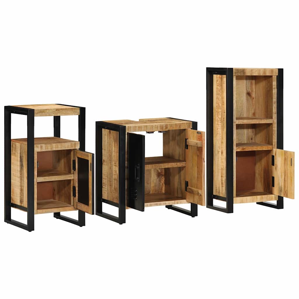 Bathroom Furniture Set Drawer 3 Pcs Solid Reclaim Wood Wall Mounted