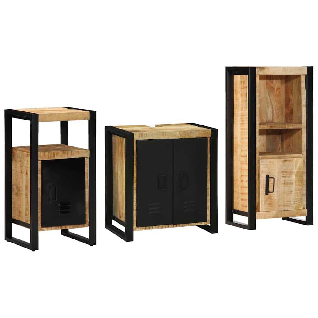 Bathroom Furniture Set With Drawer 3 Pcs Solid Reclaim Wood