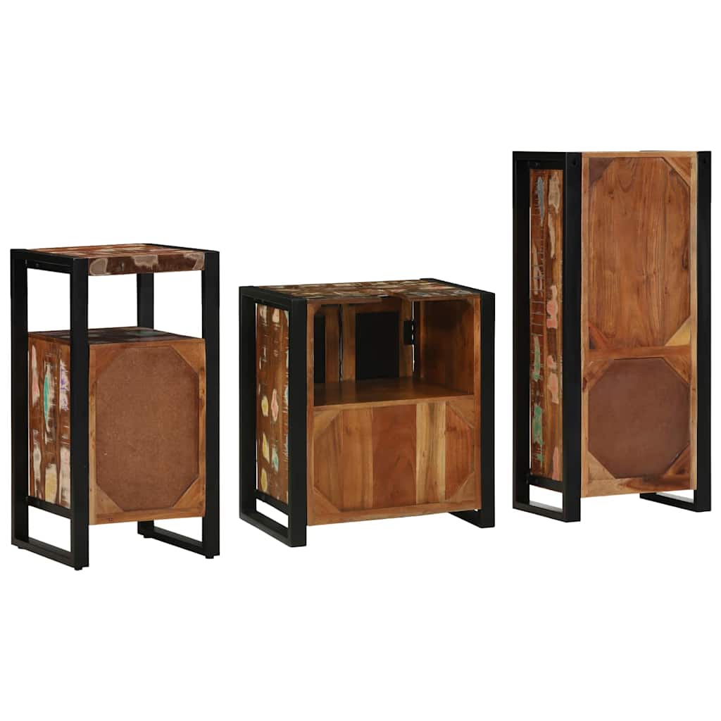 Bathroom Furniture Set With Drawer 3 Pcs Solid Reclaim Wood