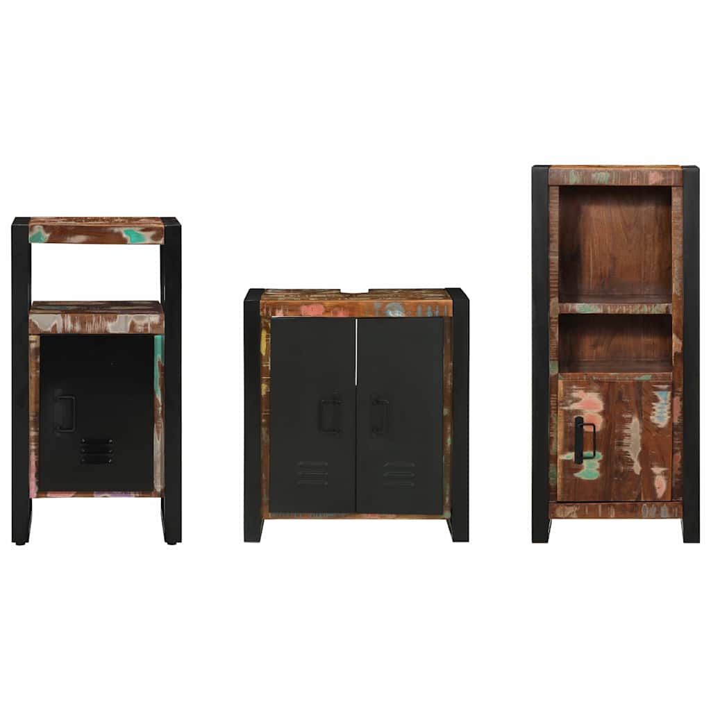 Bathroom Furniture Set With Drawer 3 Pcs Solid Reclaim Wood