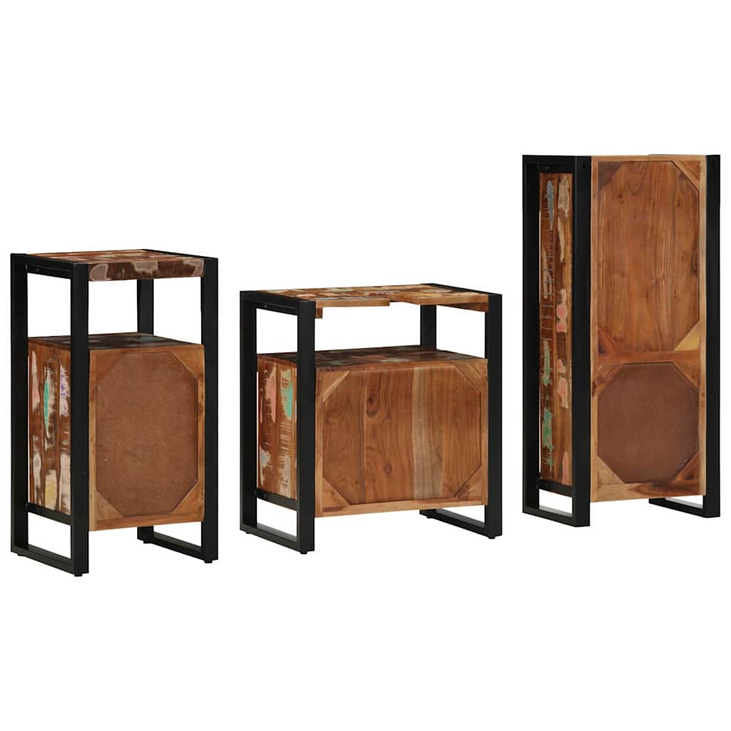 Bathroom Furniture Set With Drawer 3 Pcs Solid Reclaim Wood