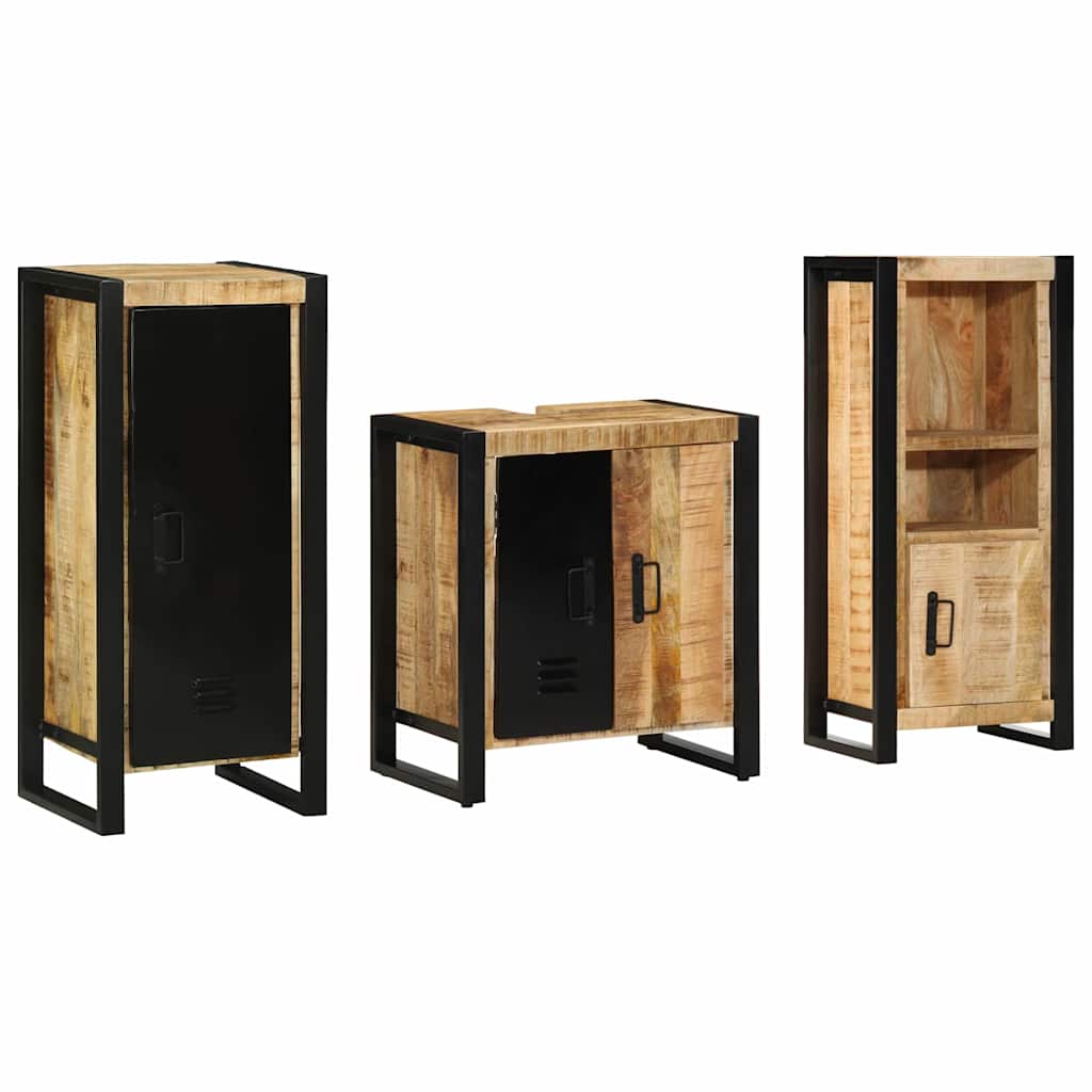 Bathroom Furniture Set With Drawer 3 Pcs Solid Reclaim Wood