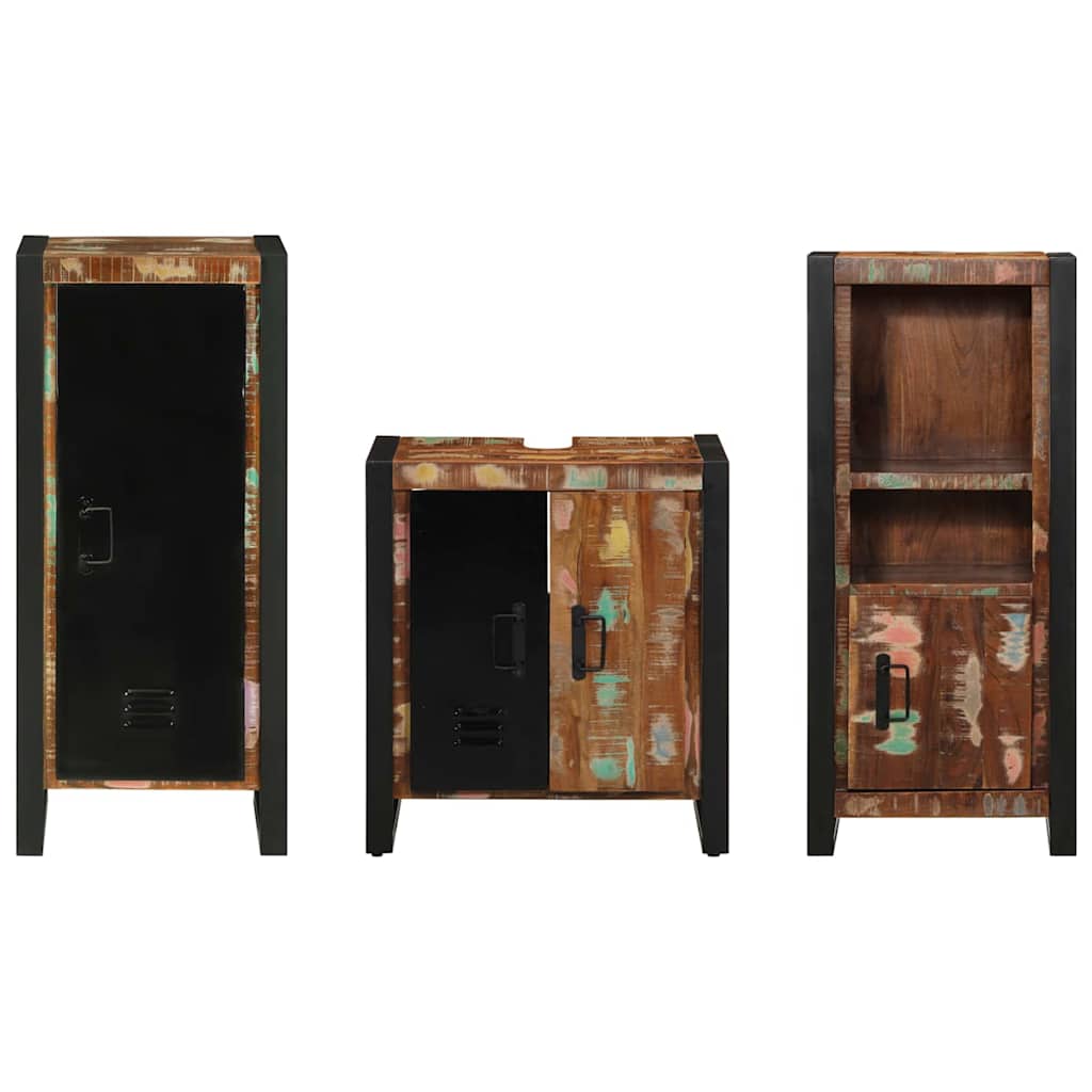 Bathroom Furniture Set With Drawer 3 Pcs Solid Reclaim Wood