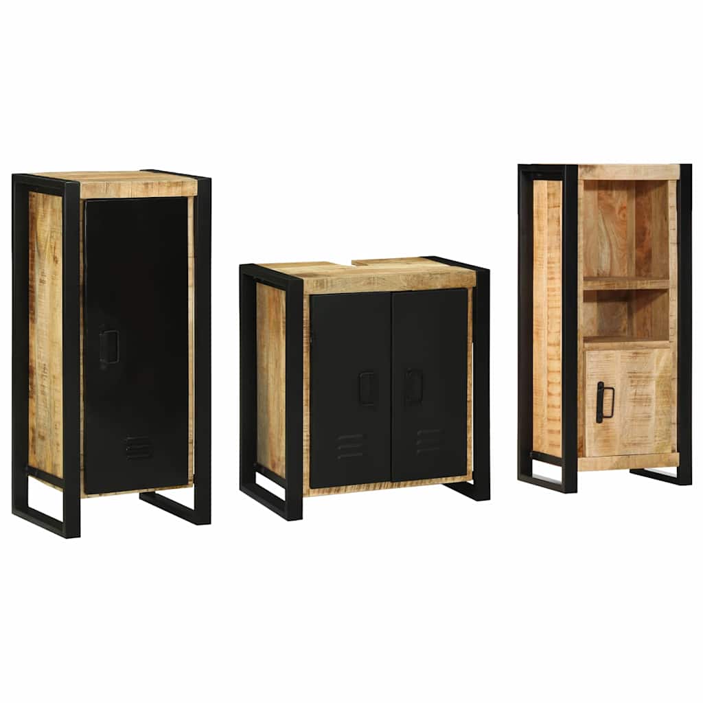 Bathroom Furniture Set With Drawer 3 Pcs Solid Reclaim Wood