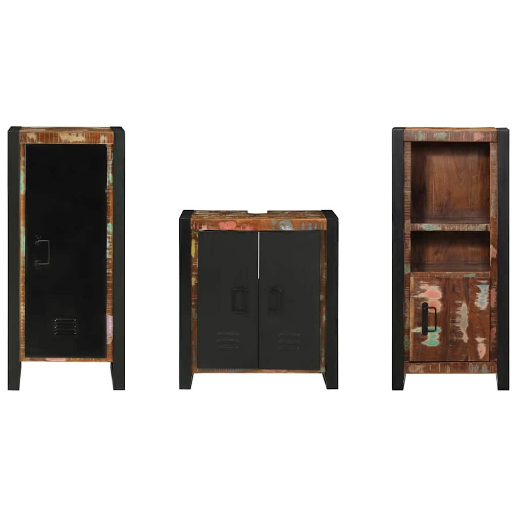 Bathroom Furniture Set With Drawer 3 Pcs Solid Reclaim Wood