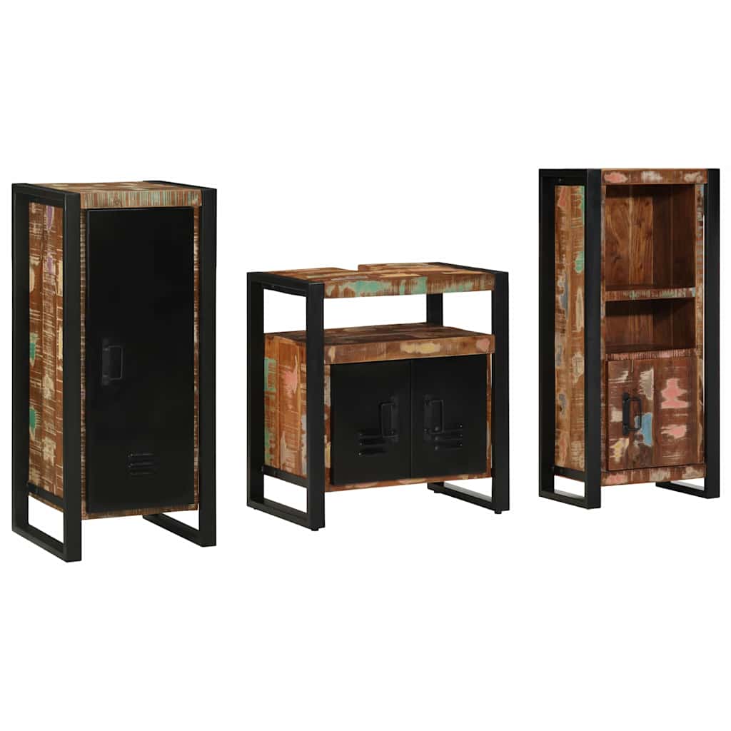 Bathroom Furniture Set With Drawer 3 Pcs Solid Reclaim Wood