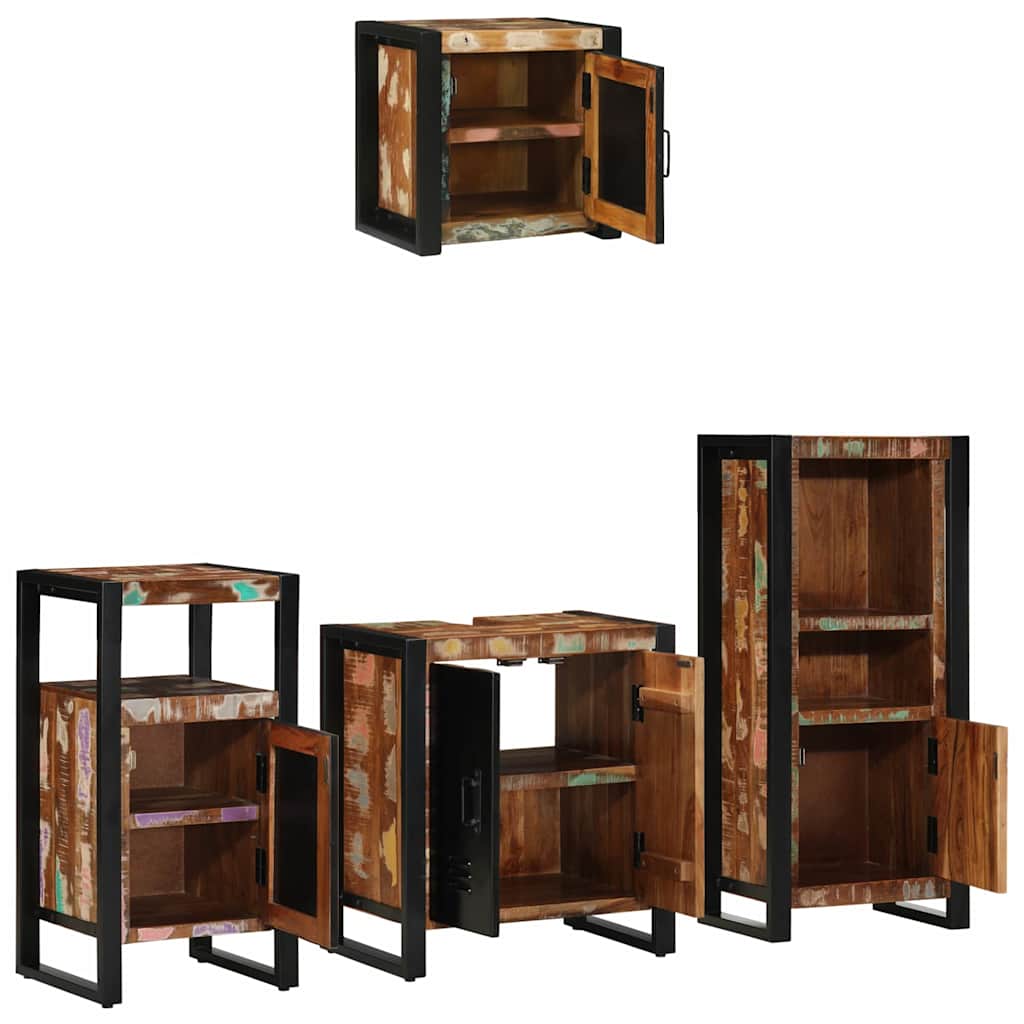 Bathroom Furniture Set With Drawer 4 Pcs Solid Reclaim Wood