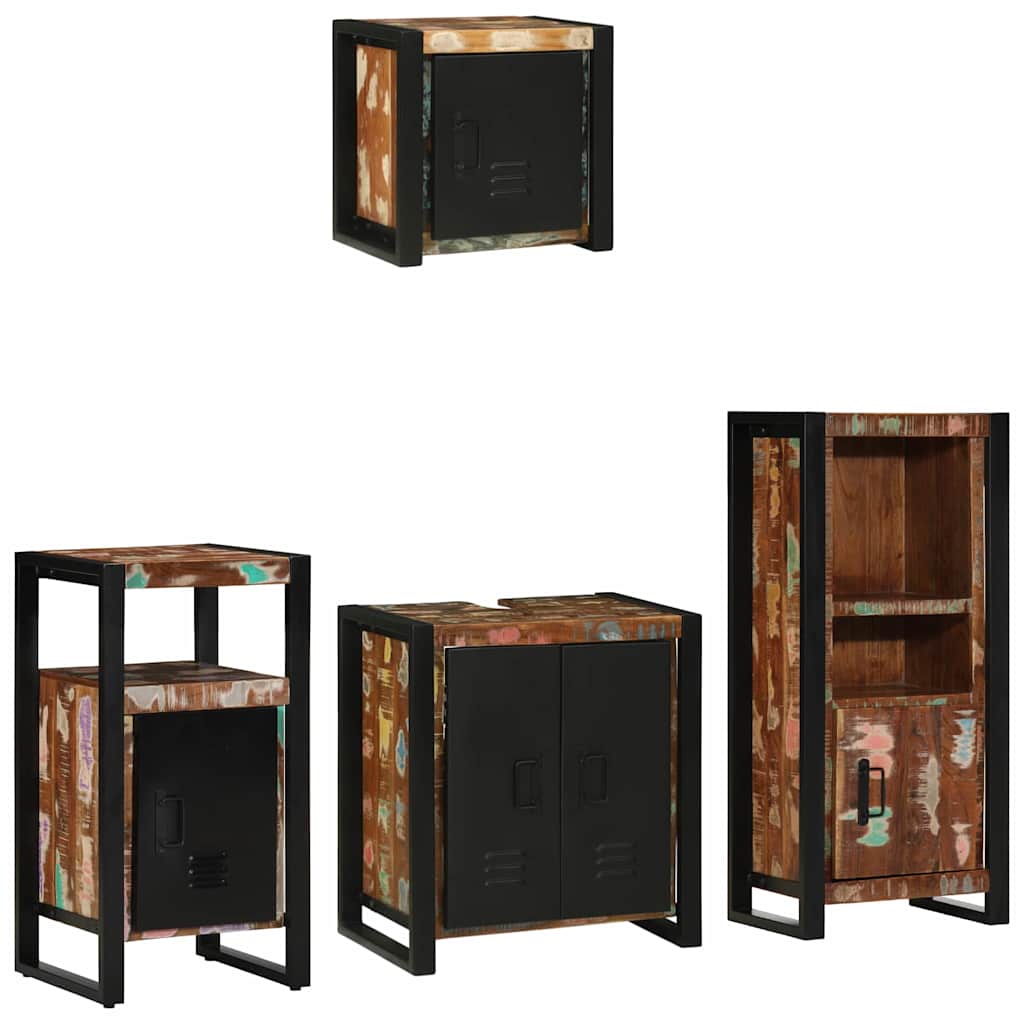 Bathroom Furniture Set With Drawer 4 Pcs Solid Reclaim Wood