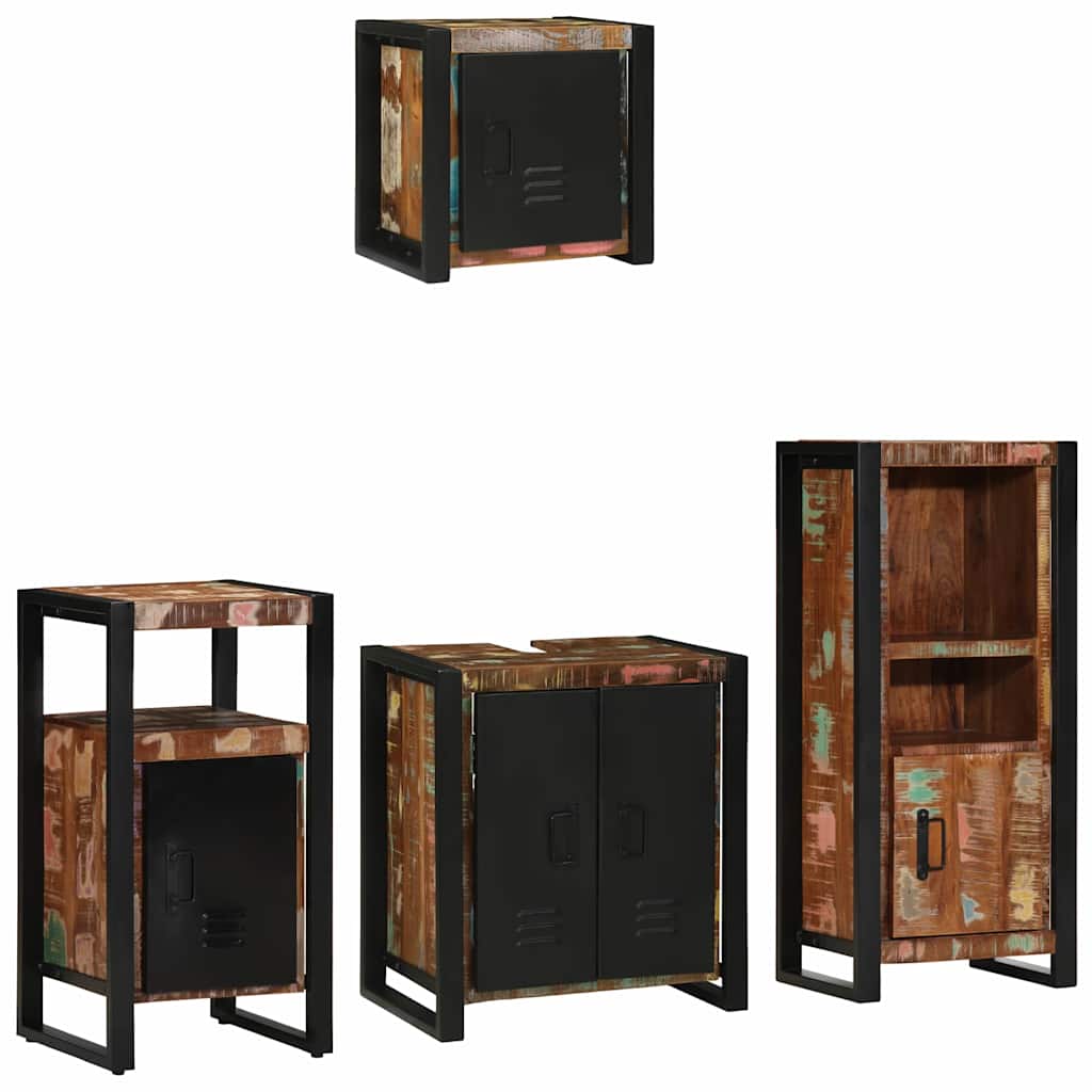 Bathroom Furniture Set With Drawer 4 Pcs Solid Reclaim Wood